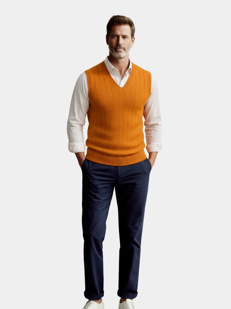 Chaleco de Suéter Pullover 100% Lana Merino