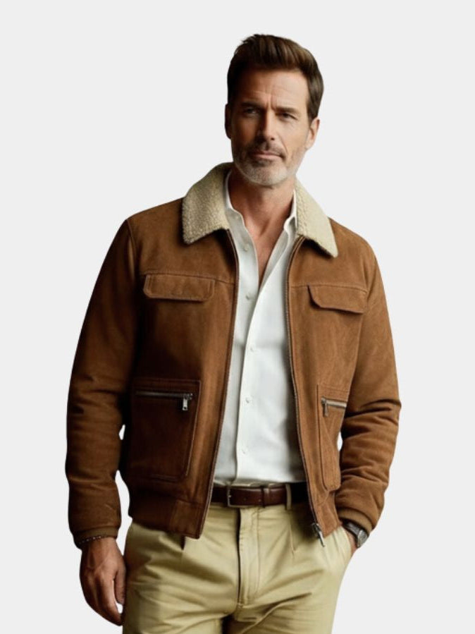 Chaqueta Esencial de Suede con Forro Polar