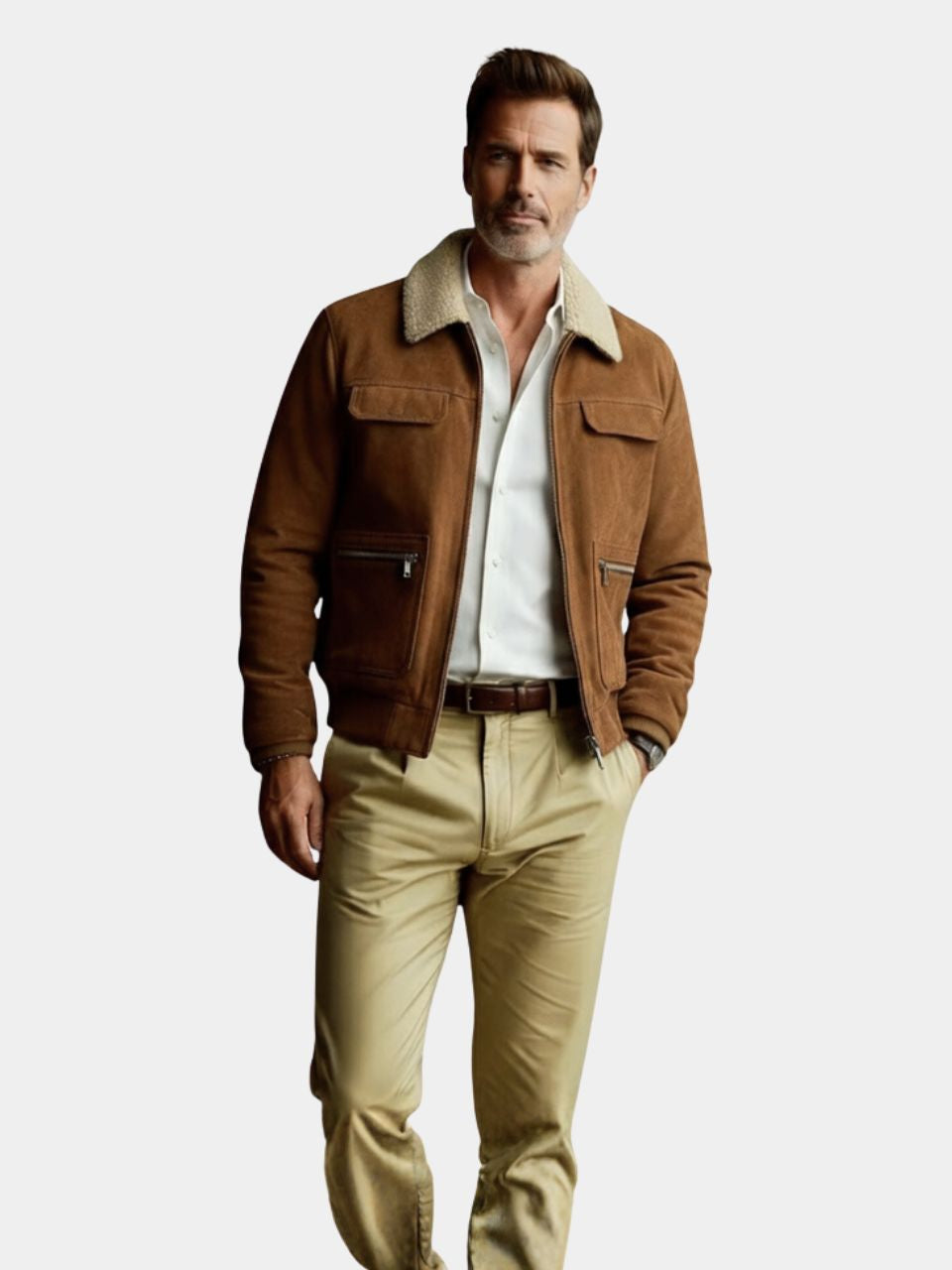 Chaqueta Esencial de Suede con Forro Polar