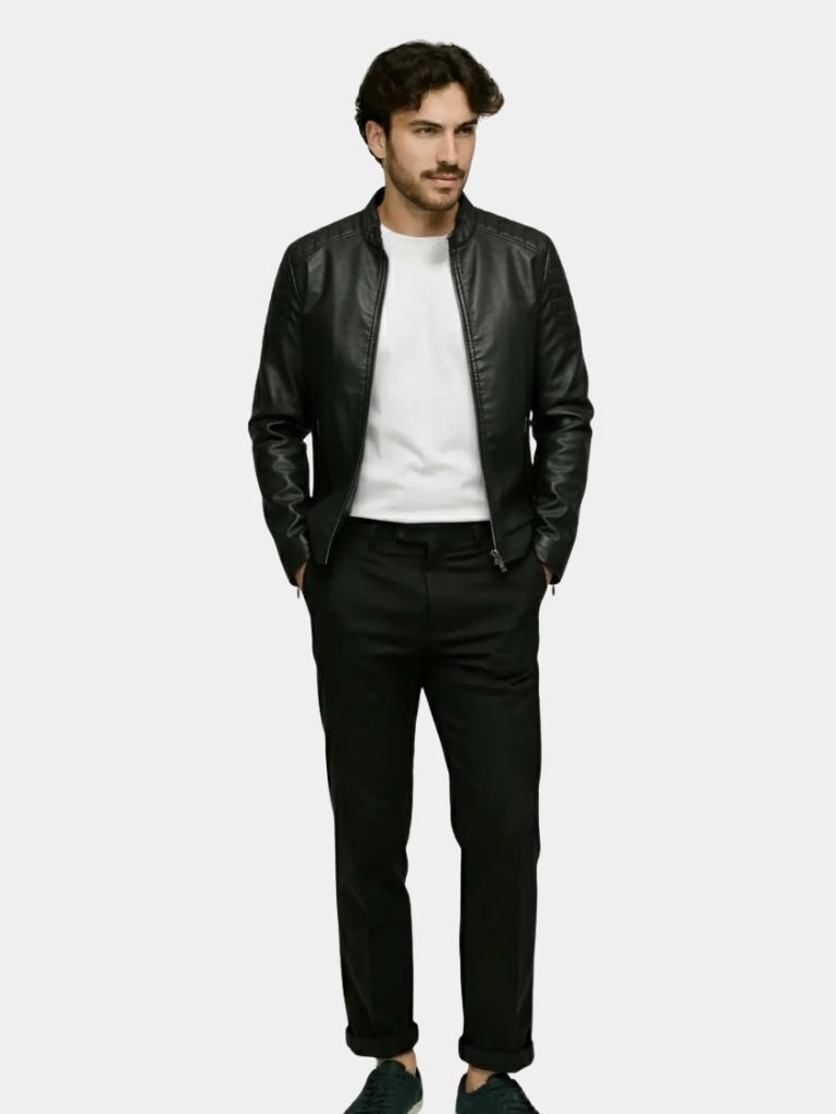 Chaqueta de Cuero Cruzada