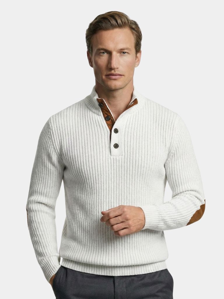 Suéter Henley de Cuello Alto Elegante