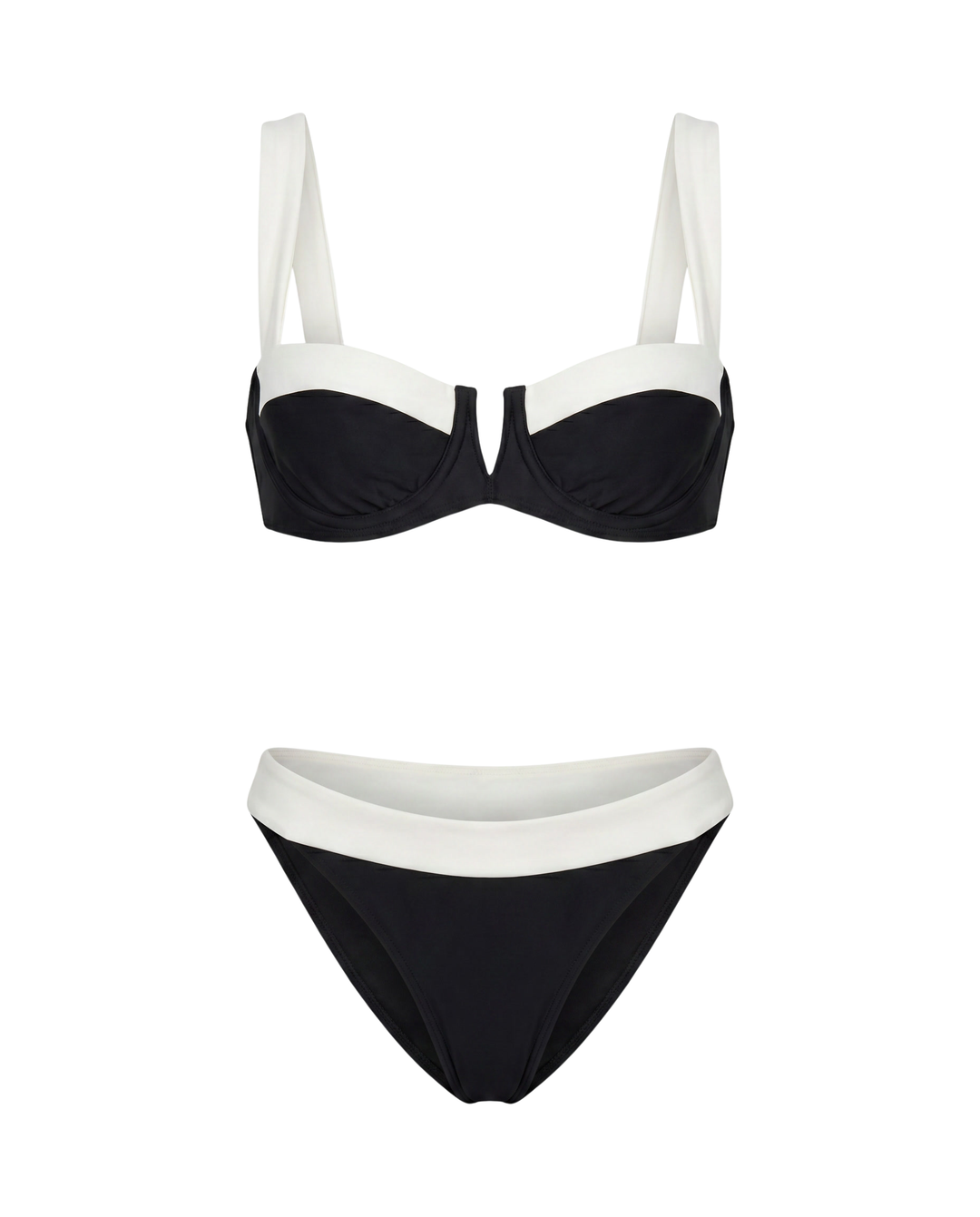 Patrocinio™ | Bikini clásico negro y blanco con tirantes ajustables