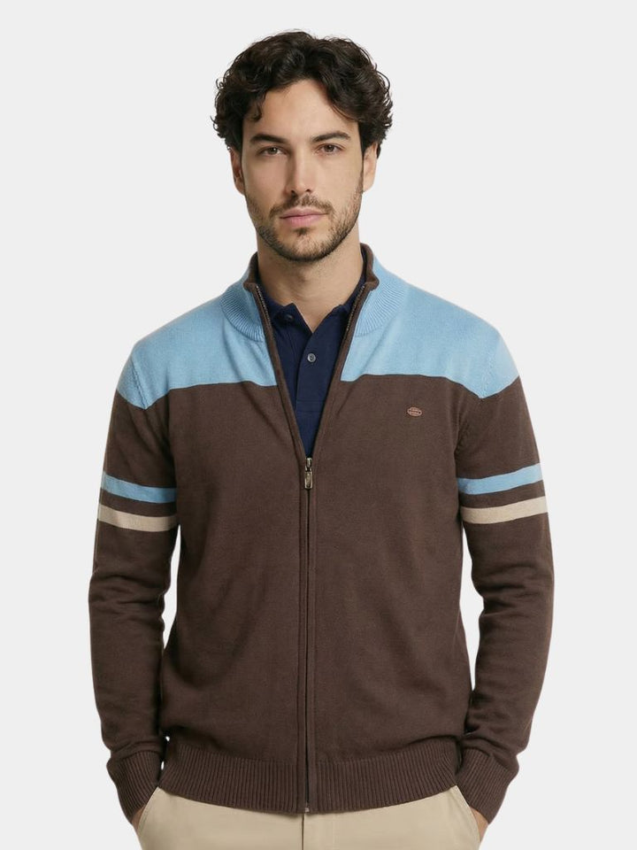 Cardigan con Cremallera y Cuello Alto