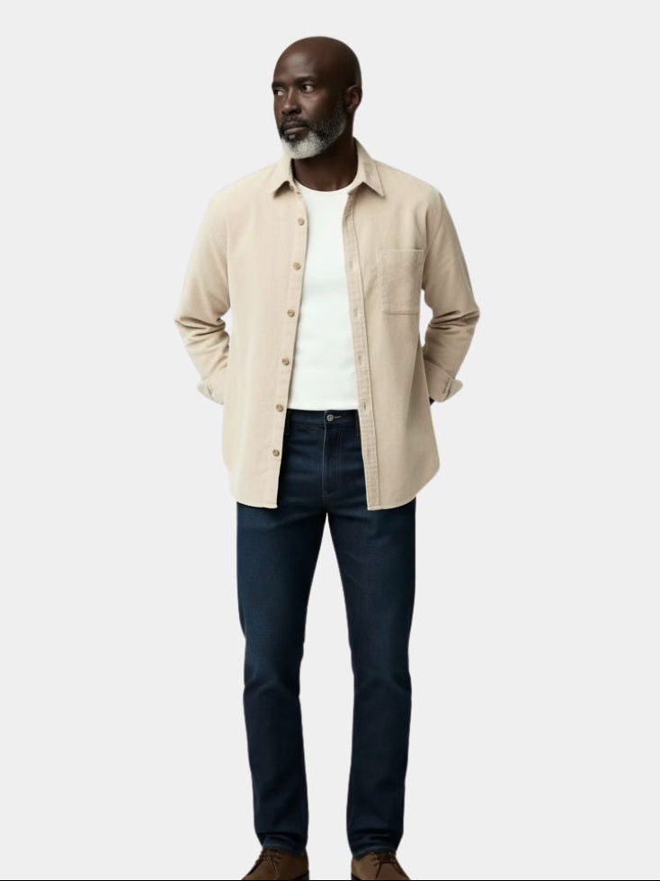 Camisa Casual de Pana Sólida