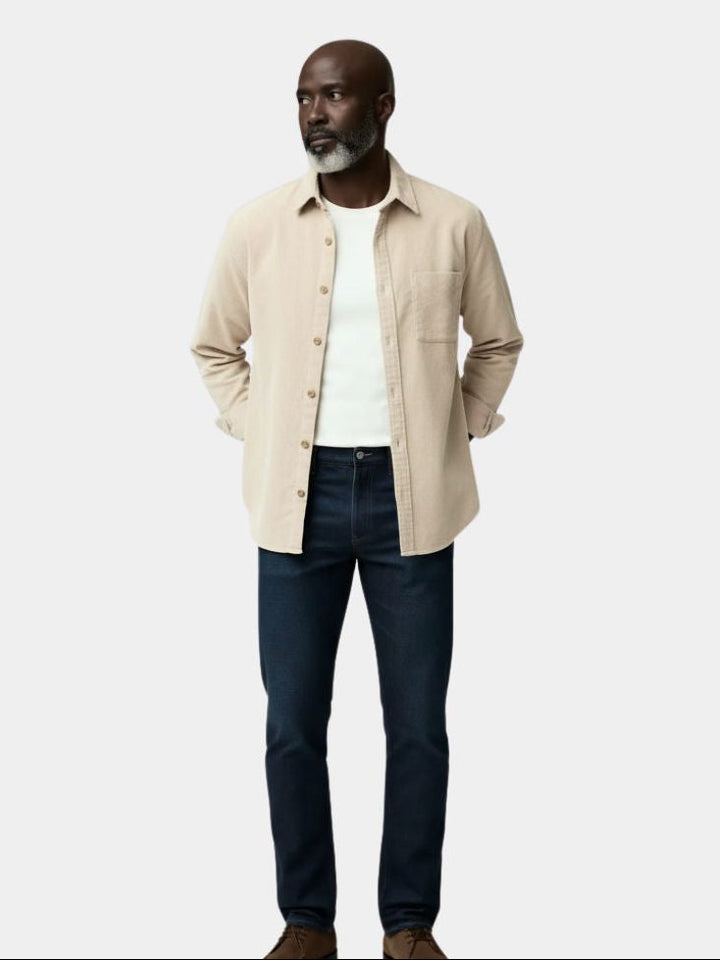 Camisa Casual de Pana Sólida