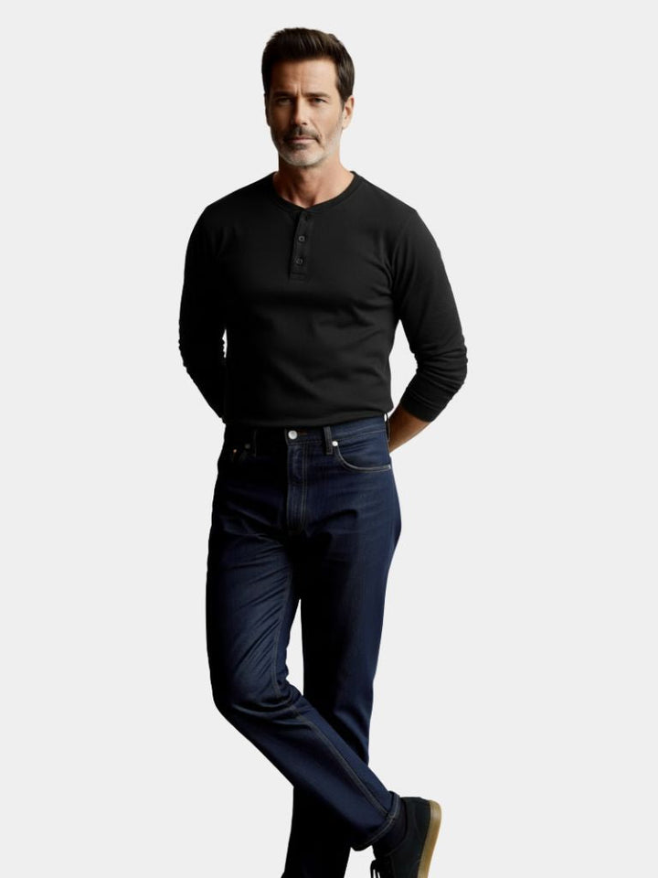 Camiseta de Manga Larga Henley Minimalista