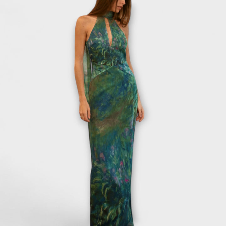 Maisie - Impresión Iris de Monet Maxi vestido