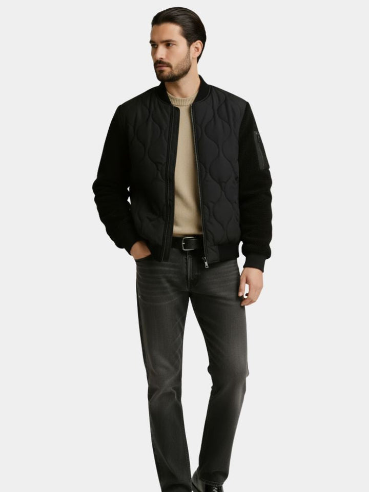 Chaqueta Bomber Acolchada con Mangas de Sherpa