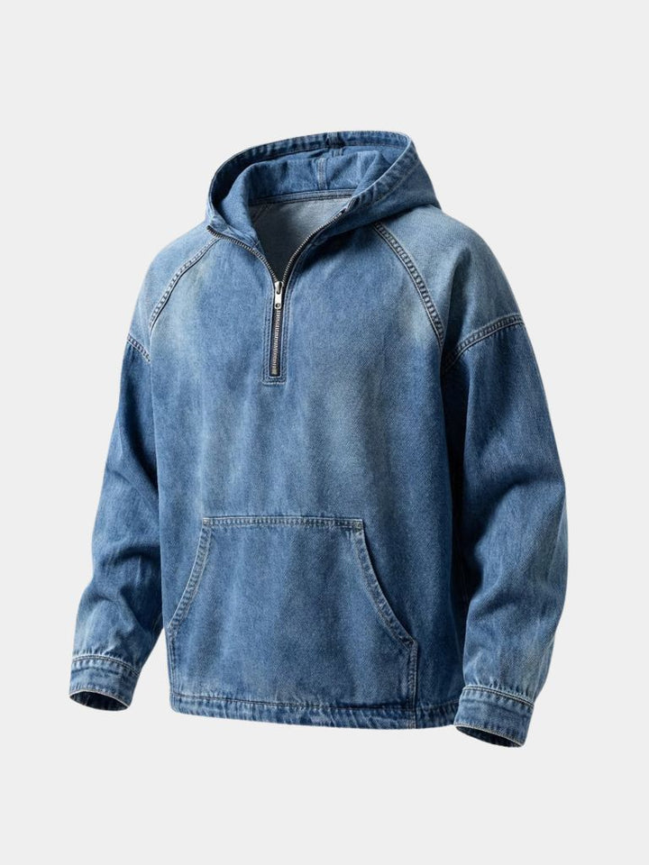 Chaqueta de Mezclilla Artisan con Capucha y Cierre de Cuarto