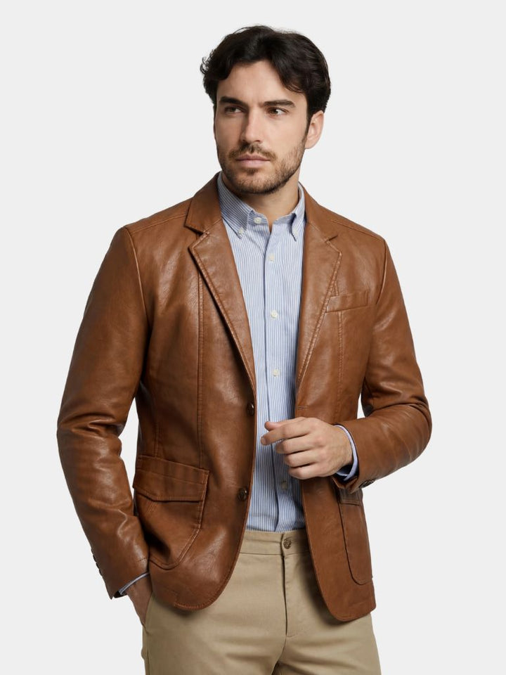 Chaqueta Bold de Cuero Caramelo