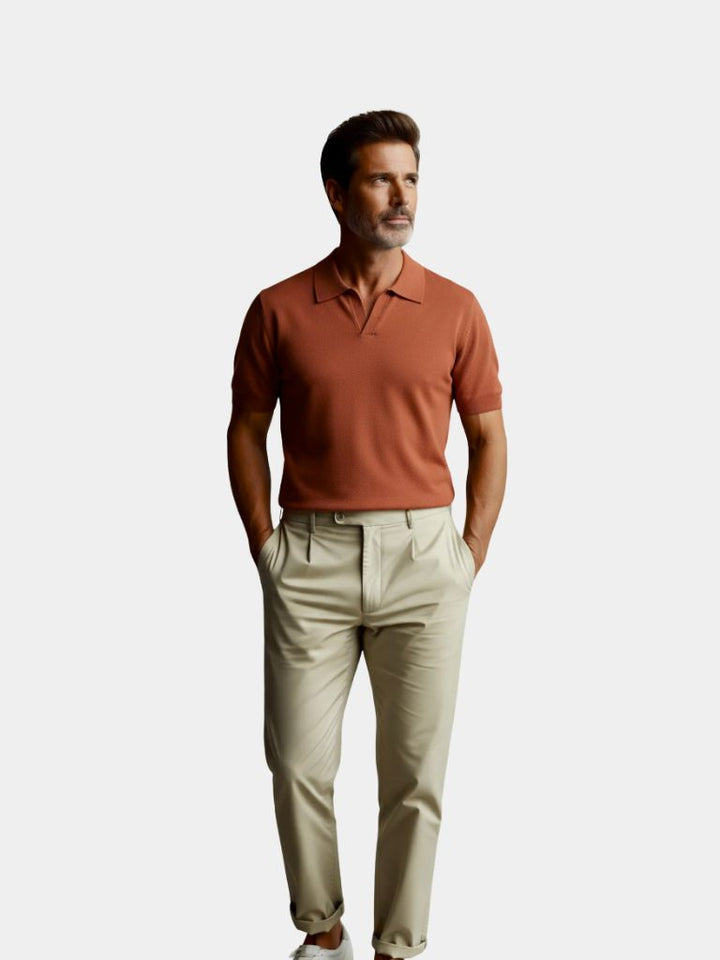 Camisa Polo Casual de Punto Sin Botones
