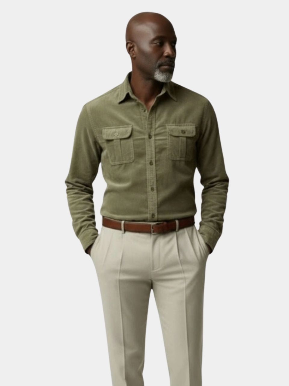 Camisa Casual de Corduroy para Oficina
