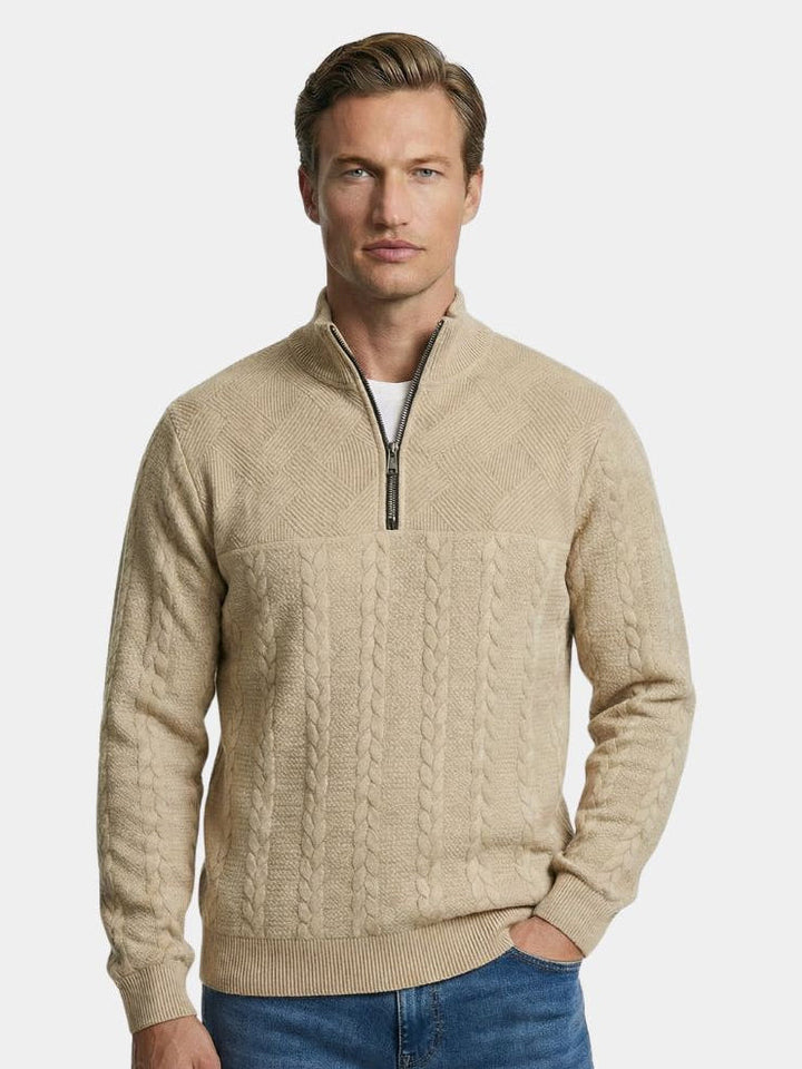 Suéter Essential Henley de Cuello Alto con Media Cremallera