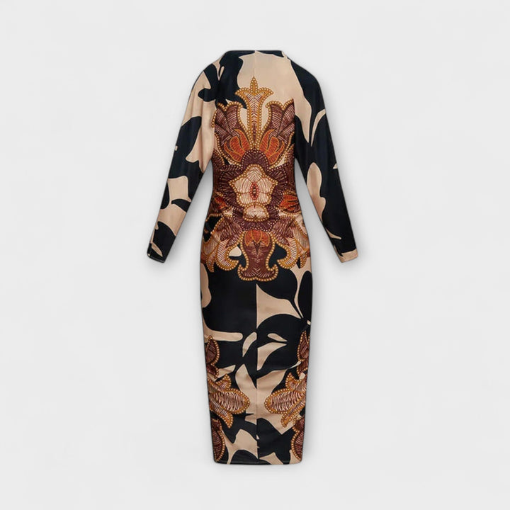 Cleo - Vestido midi único con mangas dolman y estampado brasileño