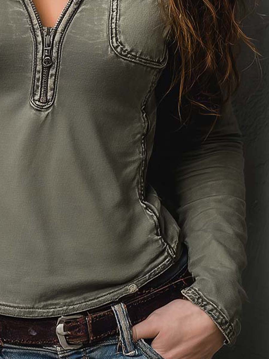 Marta · Camiseta Western Verde Lavado