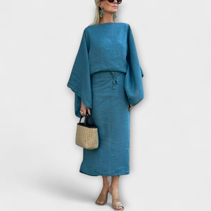 Dana - Vestido kimono hecho de lino y algodón