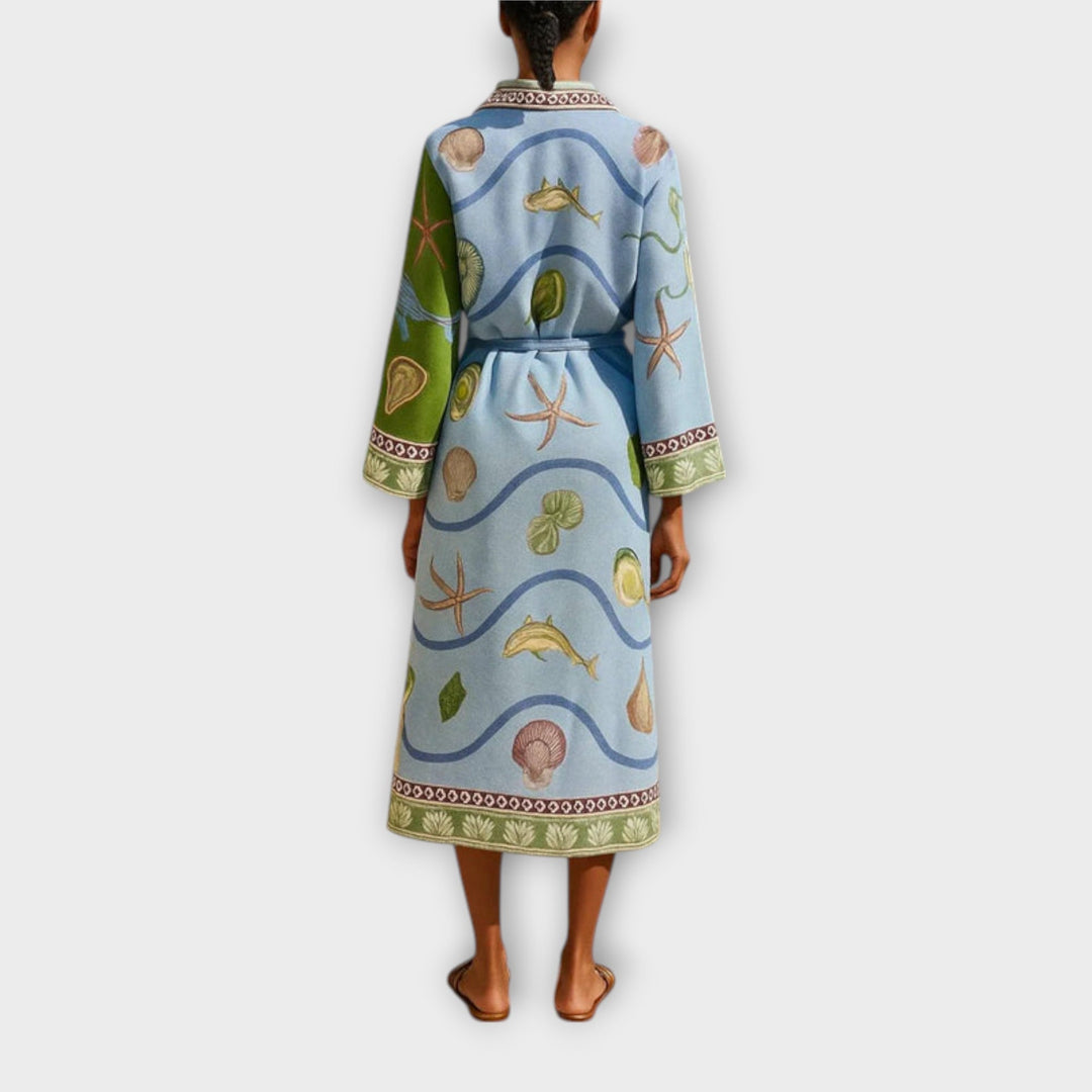 Jule - Vestido midi estampado de twill con cinturón