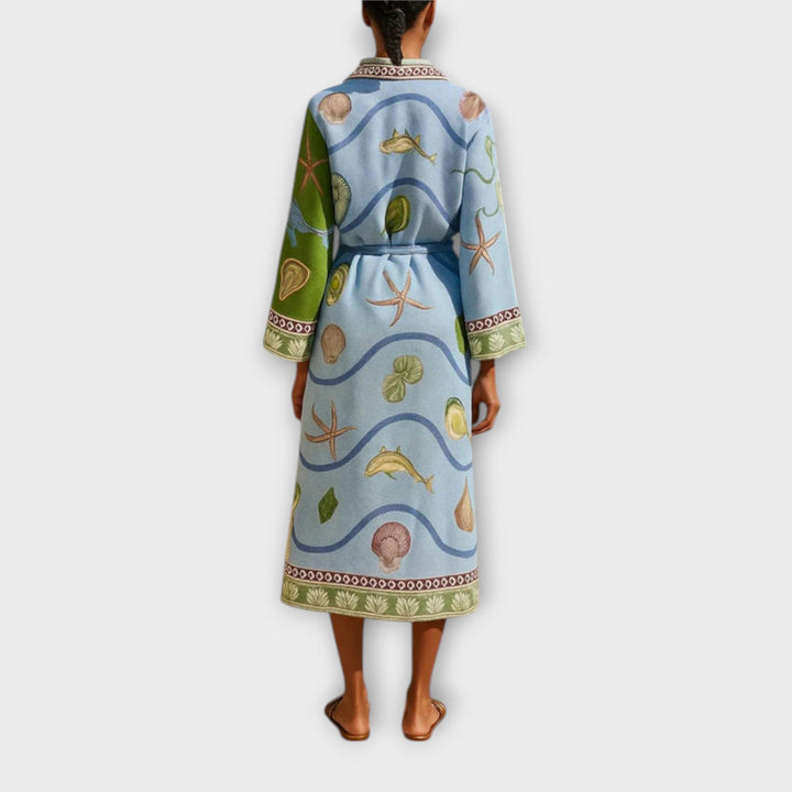 Jule - Vestido midi estampado de twill con cinturón