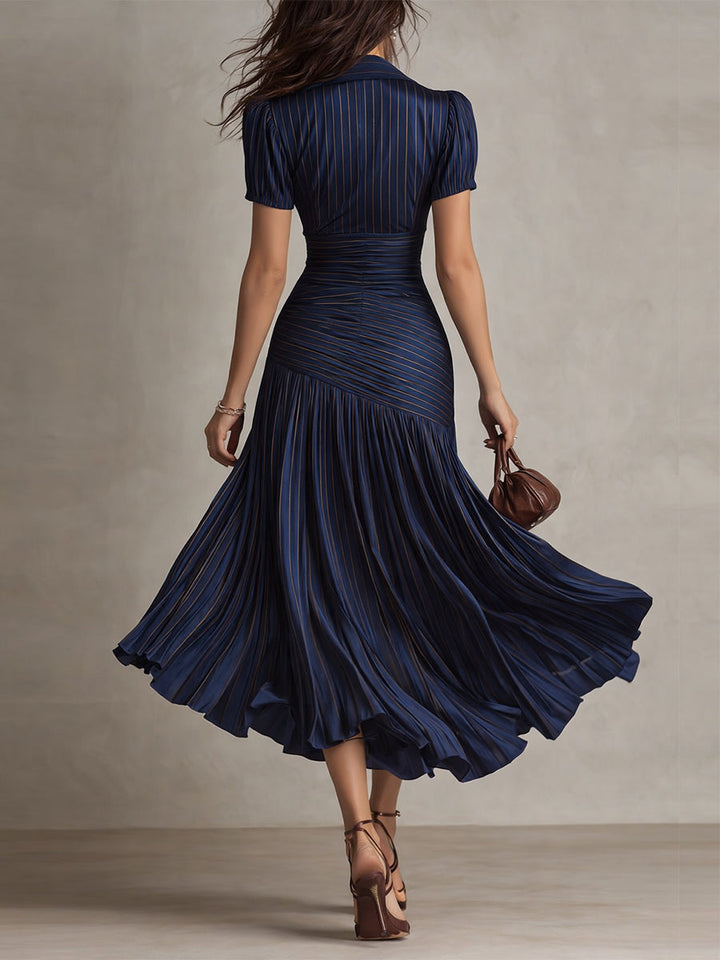 Adriana | Vestido Midi de Satén a Rayas