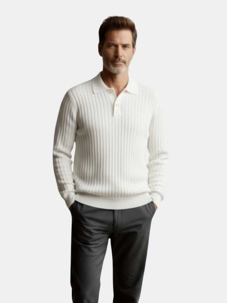 Camisa Polo de Manga Larga y Cuello Abierto