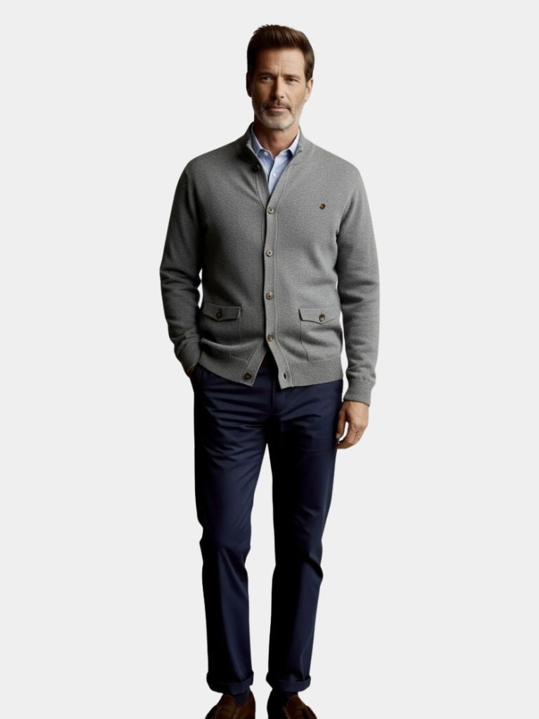 Cárdigan de Algodón con Cuello Alto