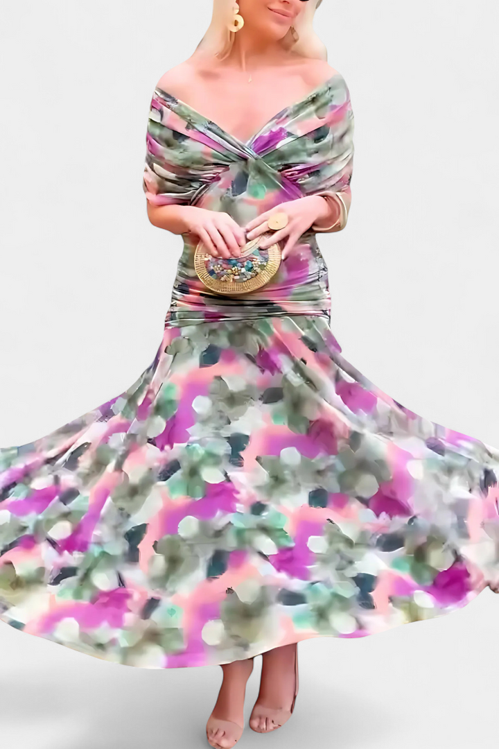 Florendra™ | Vestido Largo Floral Cuello V