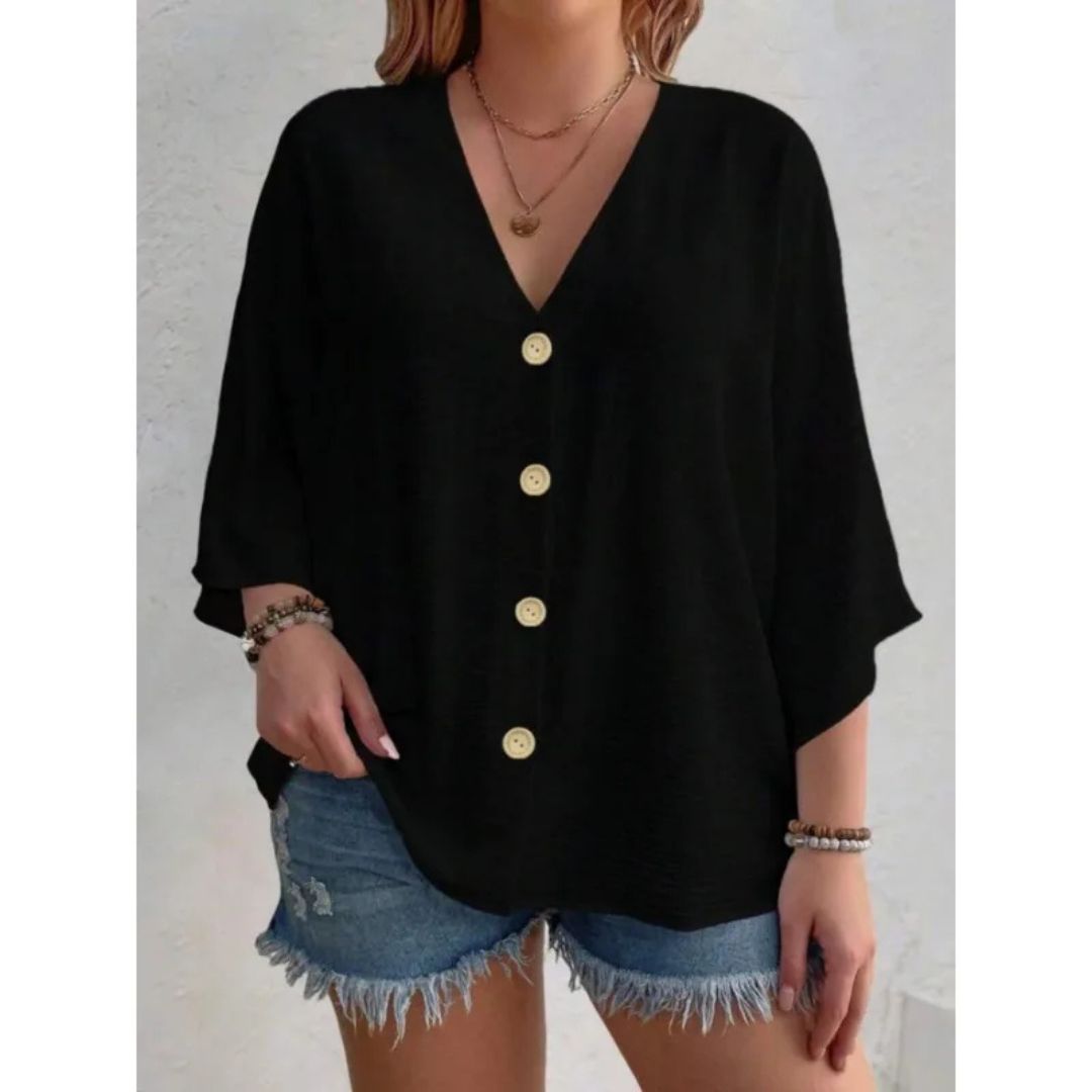 Dorothy™ | Top elegante con cuello en V y botones
