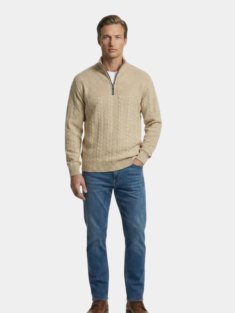 Suéter Essential Henley de Cuello Alto con Media Cremallera
