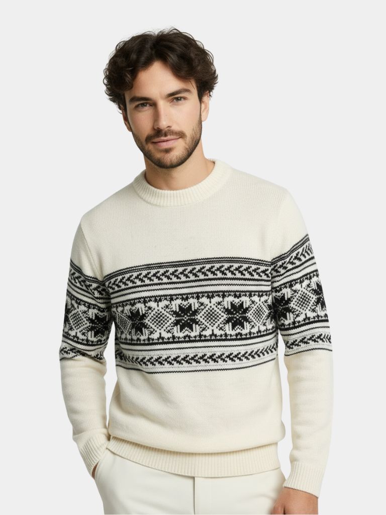 Suéter Pullover Fair Isle 100% Lana