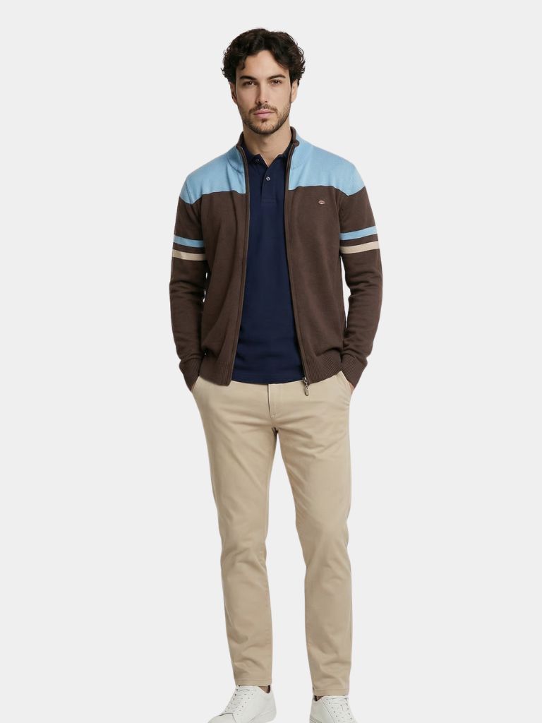 Cardigan con Cremallera y Cuello Alto