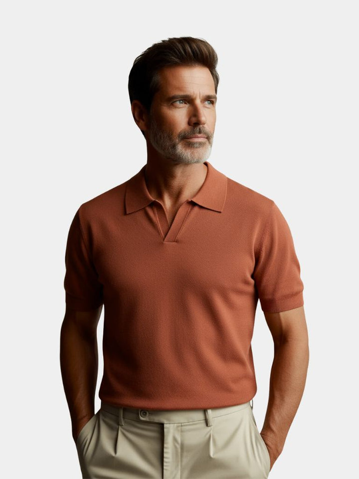 Camisa Polo Casual de Punto Sin Botones