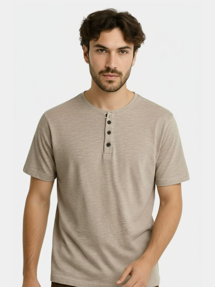 Camiseta Casual de Cuello Henley
