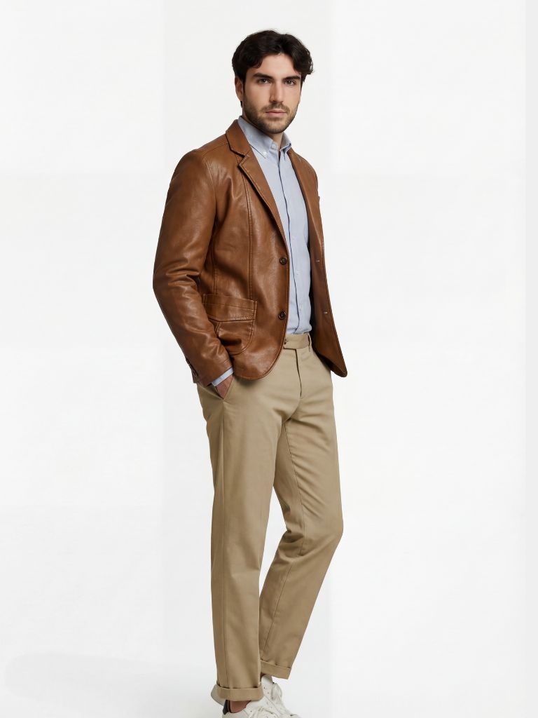 Chaqueta Bold de Cuero Caramelo