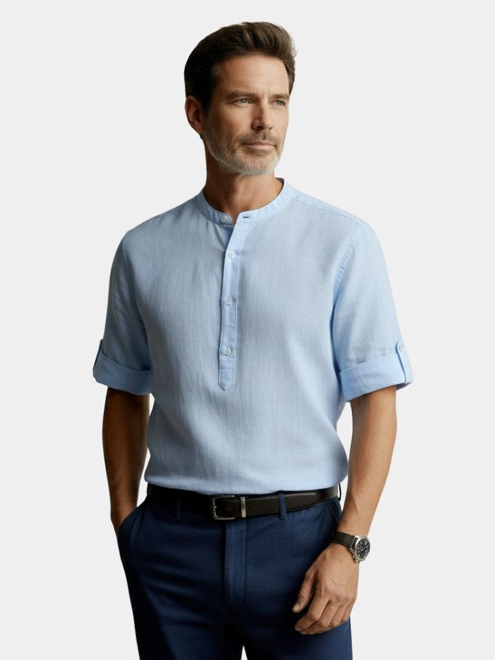 Camiseta Casual de Manga Larga con Cuello Henley