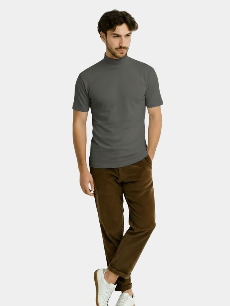 Camiseta Casual de Cuello Alto Sólido
