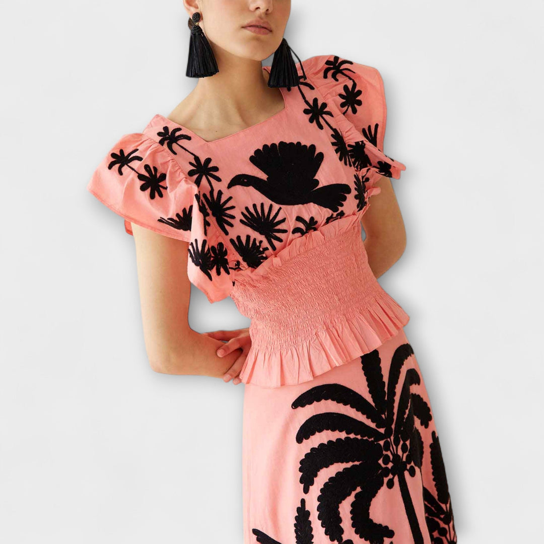Amy - Vestido elegante con palmeras
