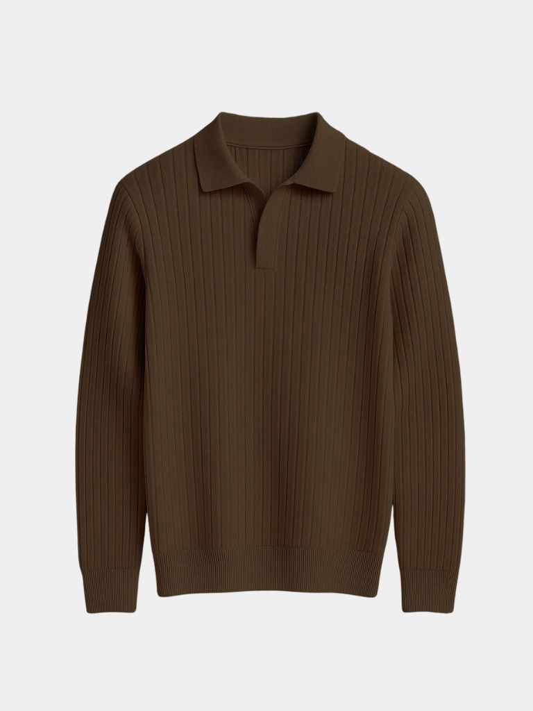 Camisa Polo de Manga Larga y Cuello Abierto