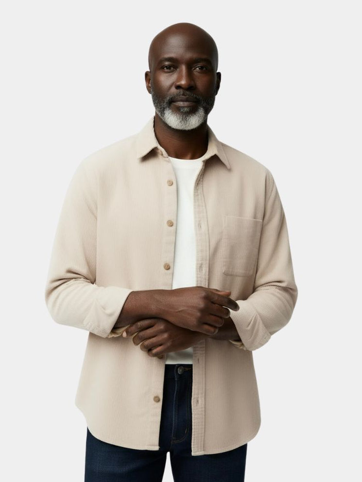 Camisa Casual de Pana Sólida