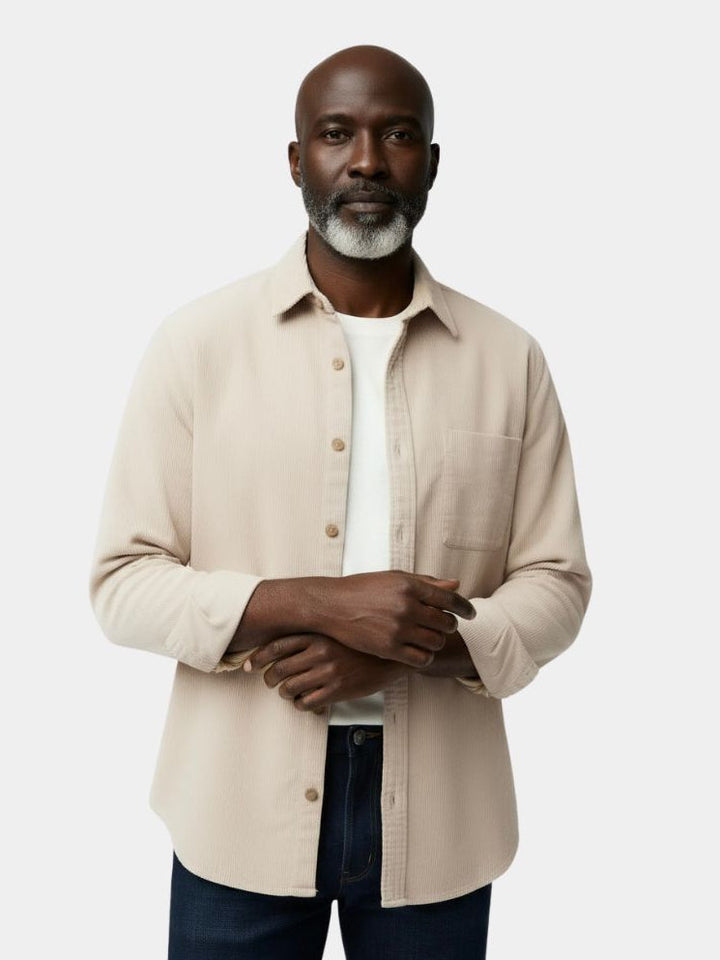 Camisa Casual de Pana Sólida