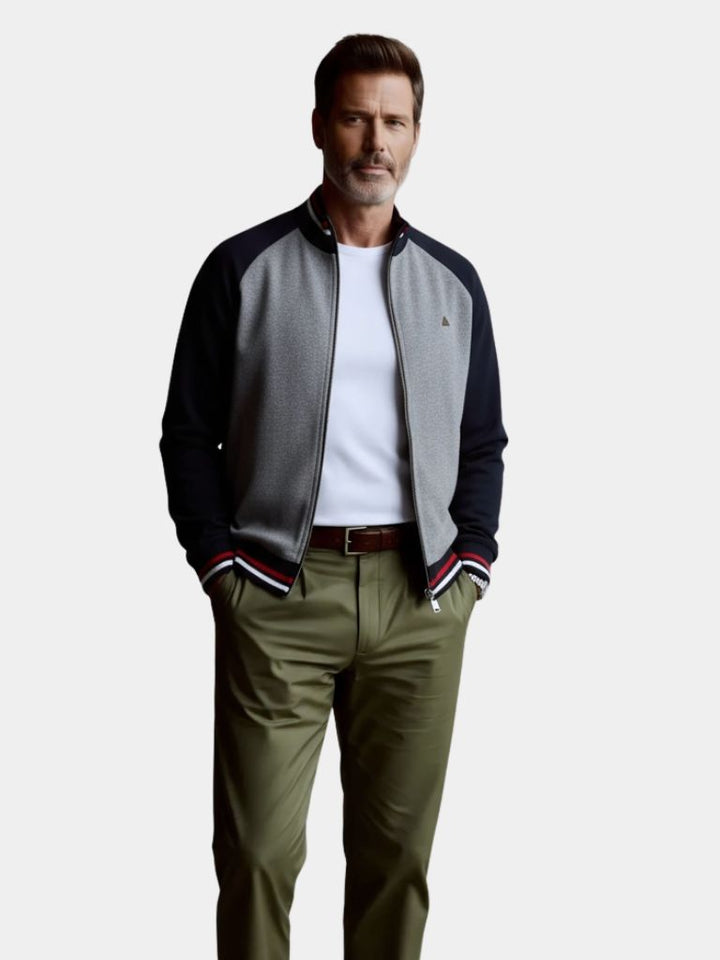 Cardigan de Cuello Alto con Diseño a Rayas y Cierre