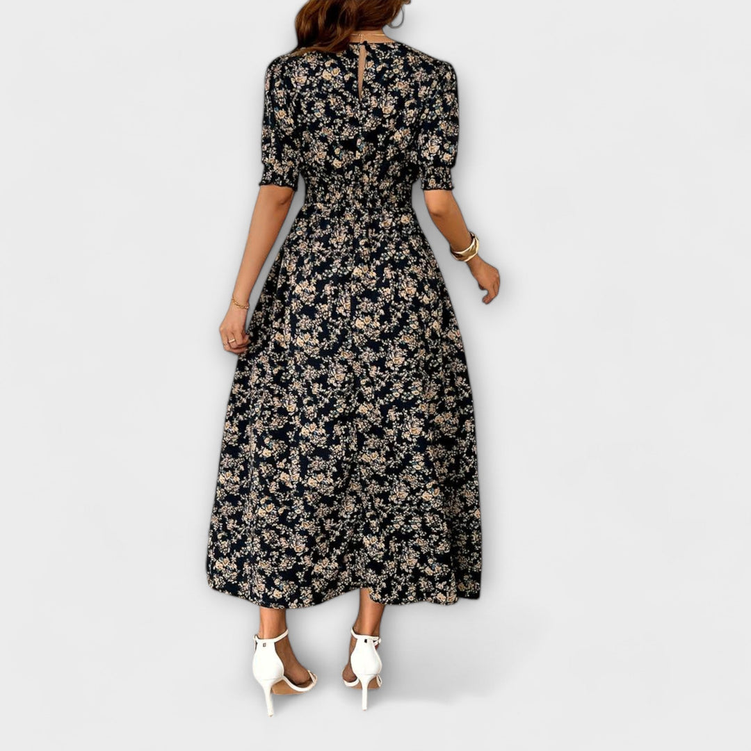Amelia - Vestido con escote redondo y patrón floral