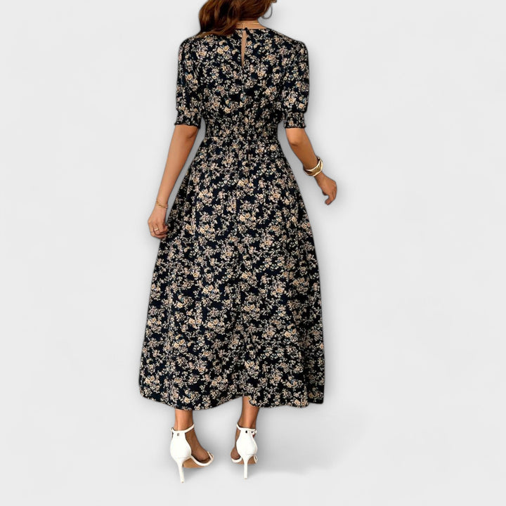 Amelia - Vestido con escote redondo y patrón floral