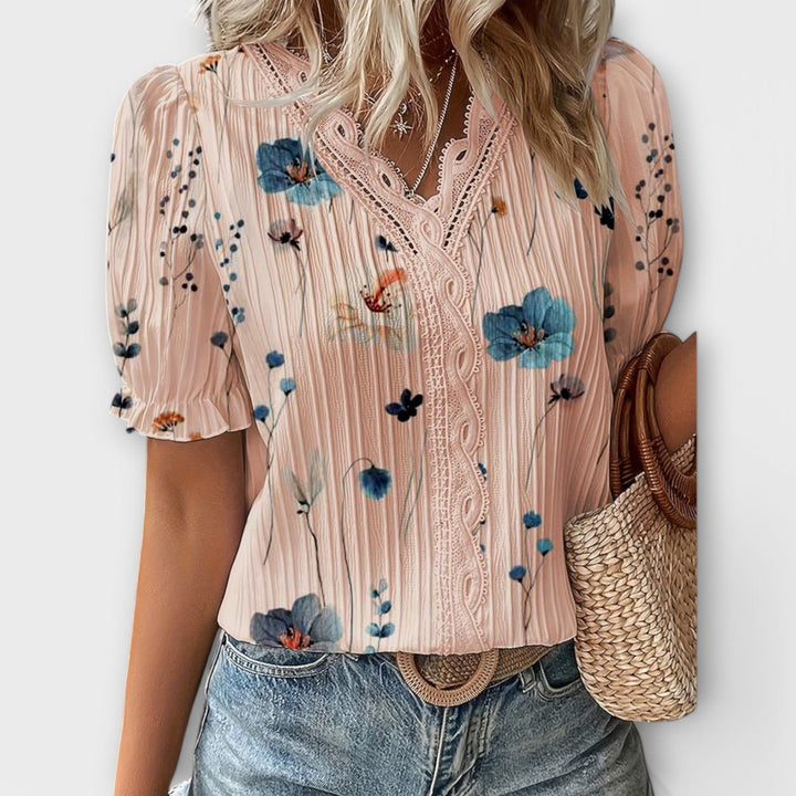 Emily - Blusa de moda con escote en V