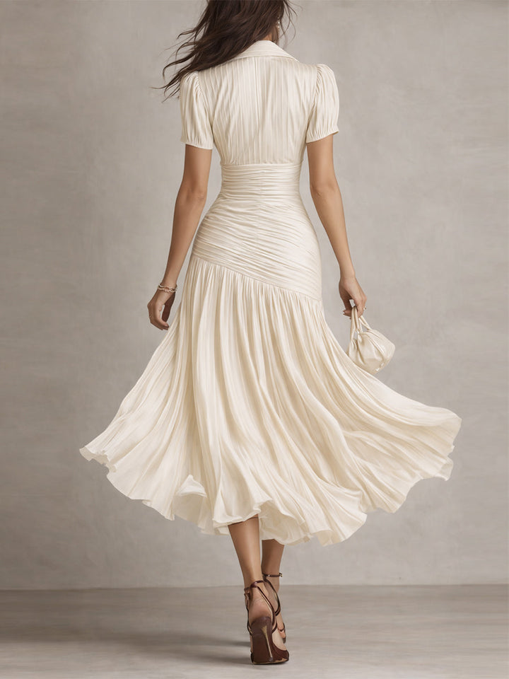 Adriana | Vestido Midi de Satén a Rayas