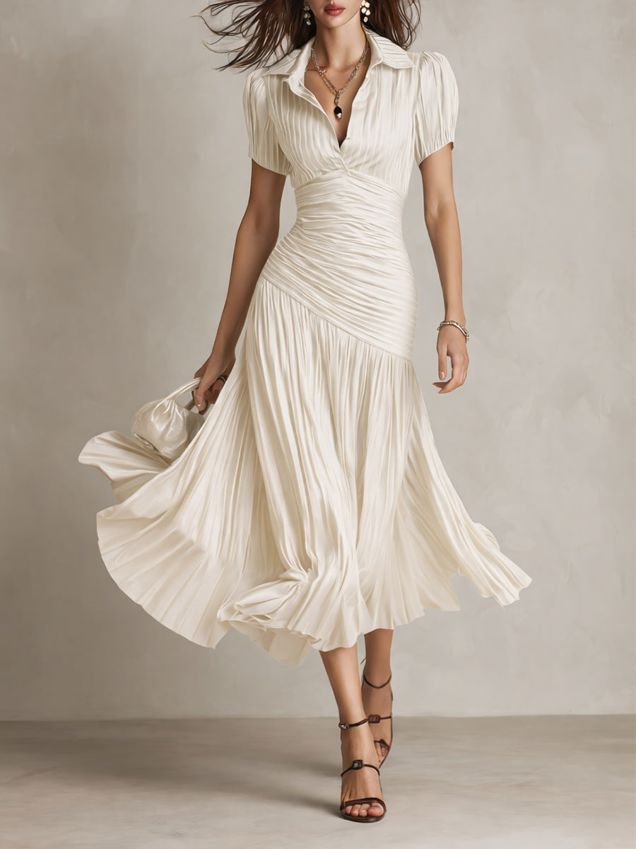 Adriana | Vestido Midi de Satén a Rayas
