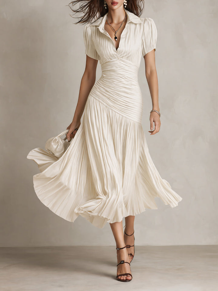 Adriana | Vestido Midi de Satén a Rayas
