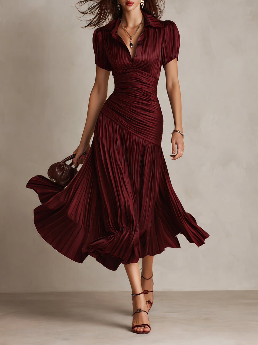 Adriana | Vestido Midi de Satén a Rayas