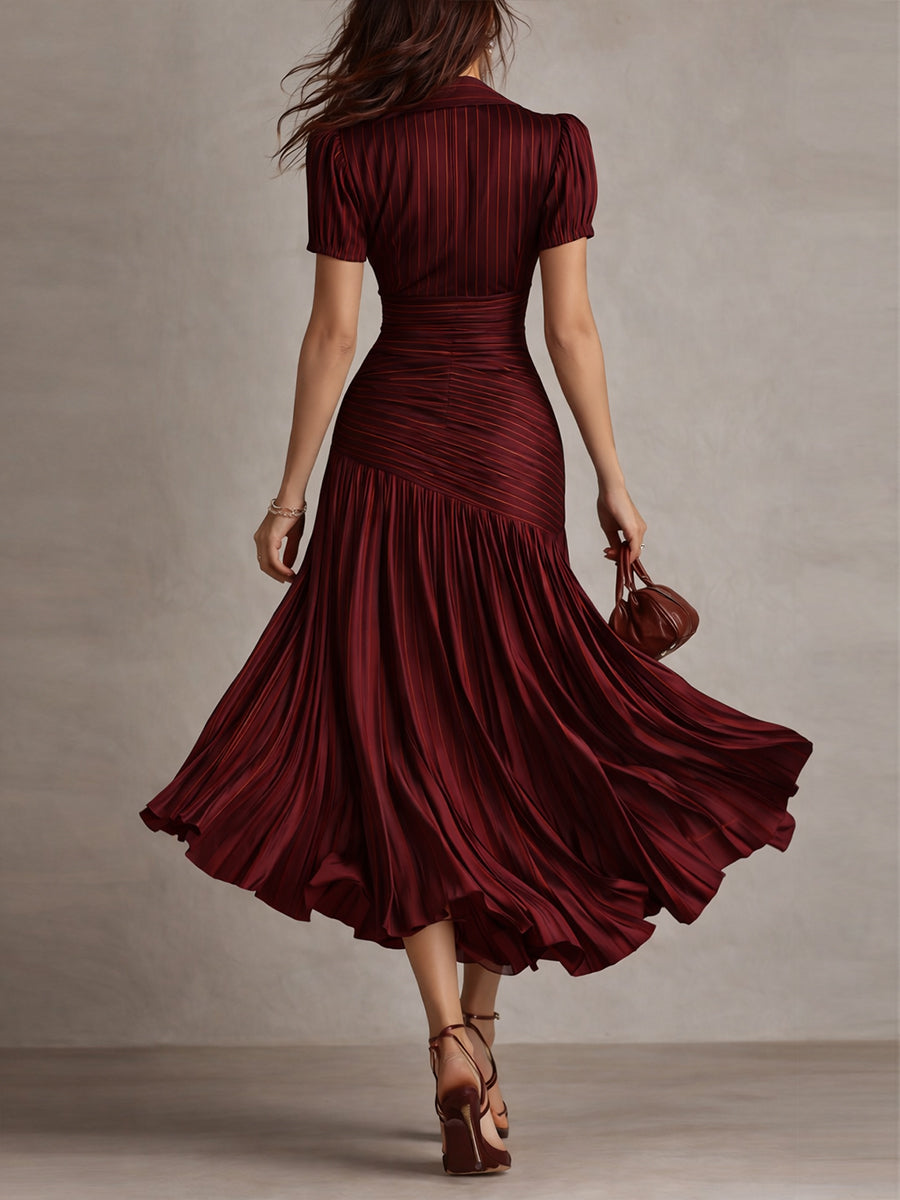 Adriana | Vestido Midi de Satén a Rayas