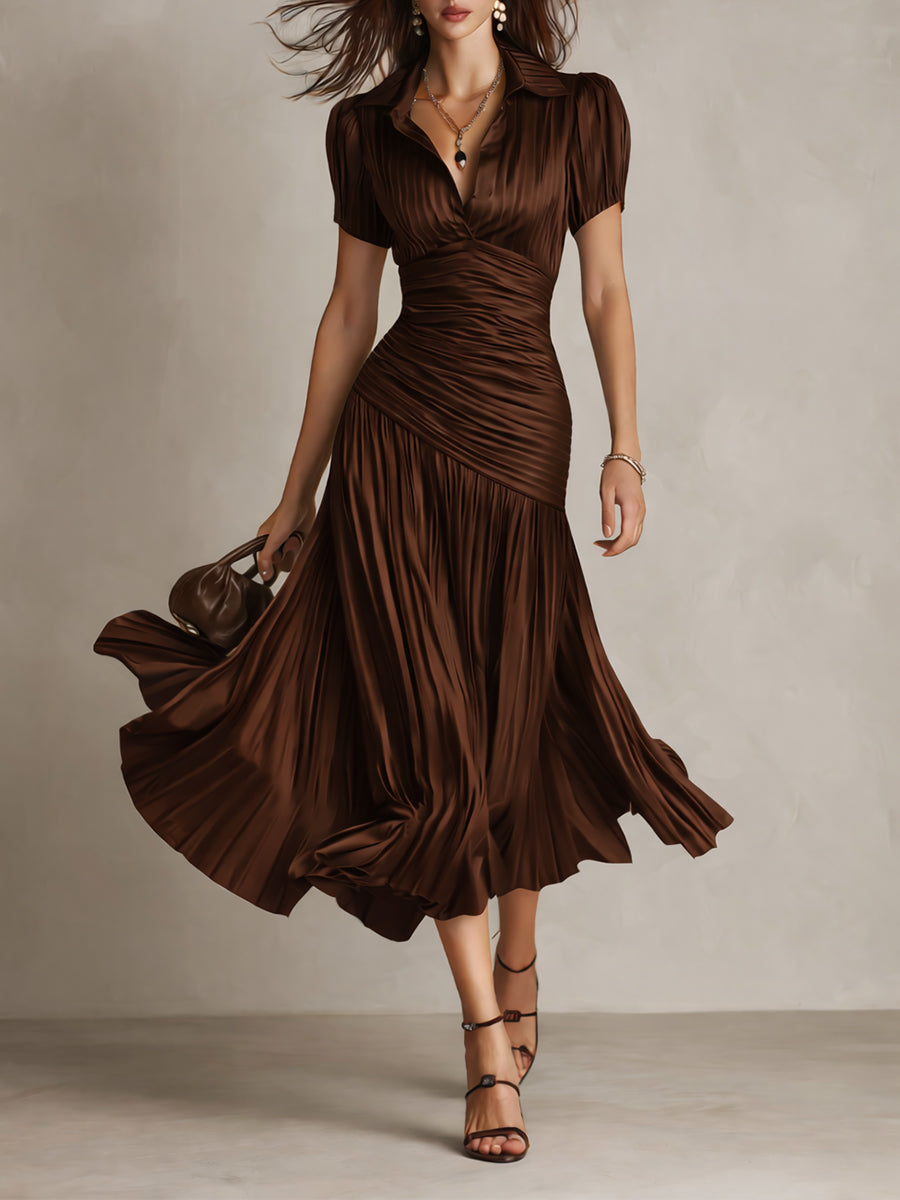 Adriana | Vestido Midi de Satén a Rayas