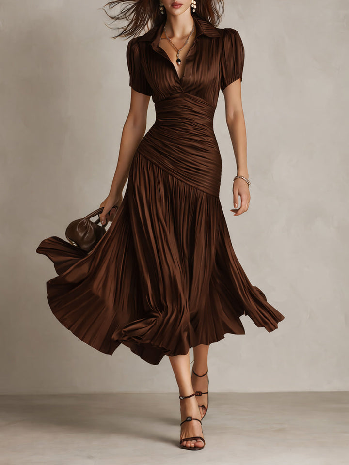 Adriana | Vestido Midi de Satén a Rayas